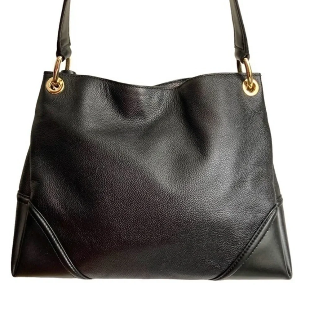 Michael kors black leather tote bag